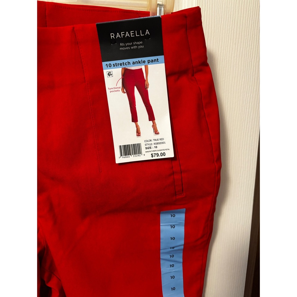 Rafaella Women True Red Stretch Ankle Pant Size 10 RSBSE001 NWT - Picture 2 of 8